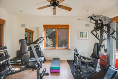 Exercise room in pool cabana