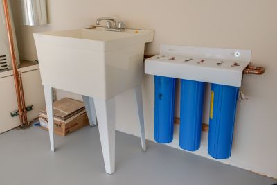 Garage Set Tub and Whole House Water Filters