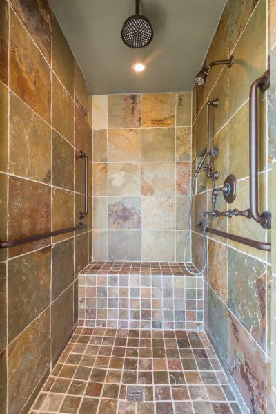 Deep Master Shower with Bench & 3 Shower Heads, Including Hand-held & Rain Shower.