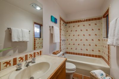 Second bathroom has handpainted Talavera tiles
