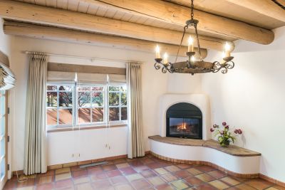 Close-up of Living Room with Gas Kiva Fireplace
