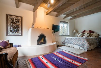 Casita Bedroom & kiva fireplace