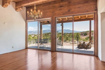 Dinning Room with Portal and the Sangre de Cristo Views 