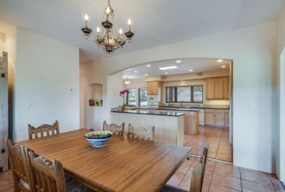The spacious dining room is off the kitchen.