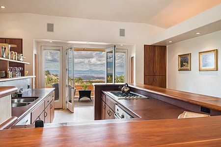 Kitchen with view of Deck with Huge Views to West