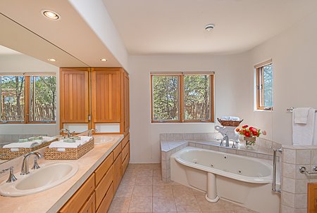 Master Bathroom double sink vanity &  Kohler jetted tub 