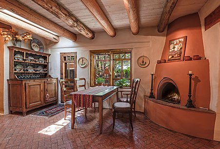 Dining Room with Kiva Fireplace