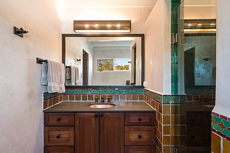 Stunning master bath has extraordinary custom Moroccan tiles!