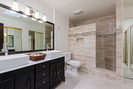Stunning New Master Bathroom with Double Vanity & Vessel Sinks