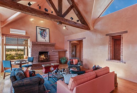 Great room with vaulted ceiling