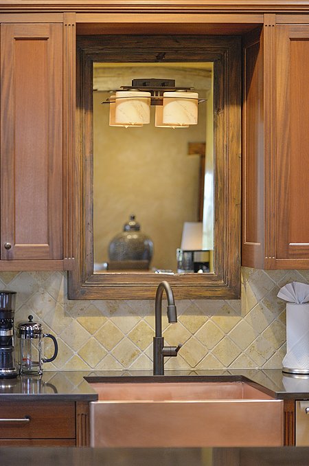 Kitchen with copper apron sink