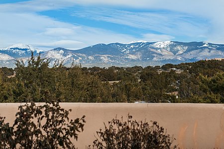 Winter Time View of the Sangre de Cristo Mountains from the Walled Back Yard Area