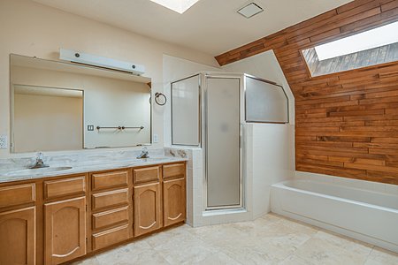 Master Bathroom with Soaking Tub and Walk-In Shower