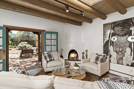 Enjoy the outdoors and the mountain view along with your fire, from the living room.