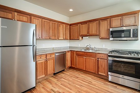 Kitchen with brand new stainless appliances