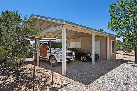 Two-Vehicle Carport with attached Storage Building