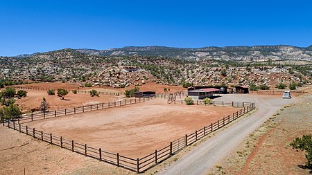 Stables, barn, and corral area