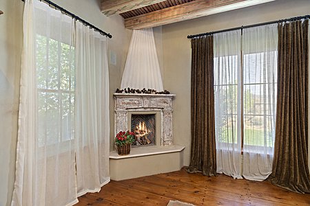 Master bedroom fireplace in the Main house