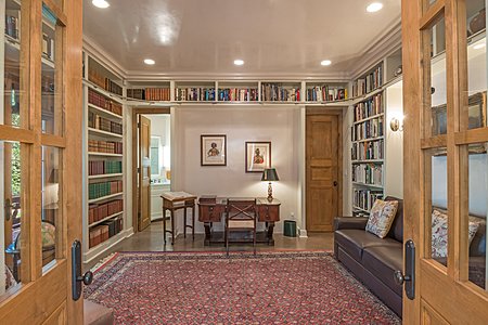 The Formal Library with French Doors to the Entry Courtyard...