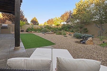 Private Back Yard, showing artificial Turf & Viking BBQ