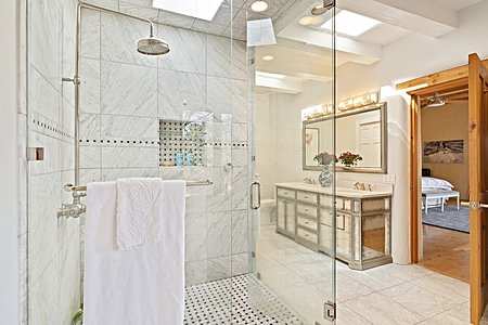 ...and Separate Glass-enclosed Walk-in Shower