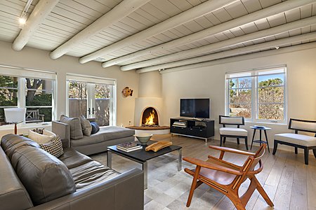 Family Room with gas kiva fireplace