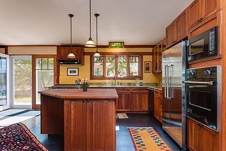 Kitchen with hand made cabinets