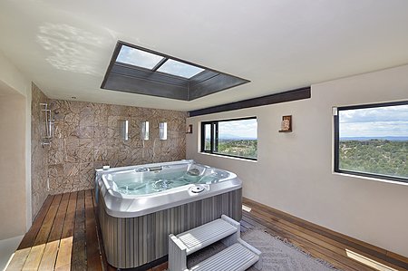 Spa area with shower and mountain views