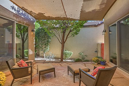 Auto bubbler system makes this courtyard a breeze to care for
