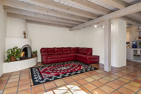 Living Room with Corner Kiva Fireplace