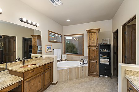 Primary Bath with Double Sinks, Separate Shower and Soaking Tub