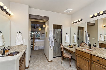 Primary Bath, showing the Double Sinks and Separate Shower