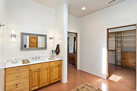 Master suite with double vanity and large walk-in closet