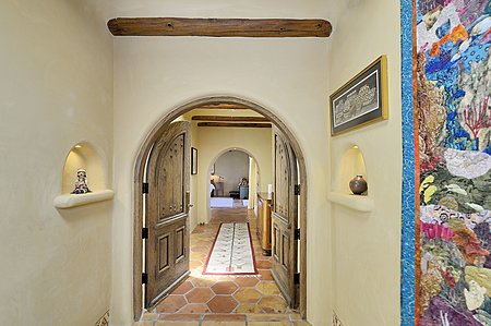 Entry to Master Suite via Hand-carved Wooden Doors