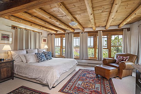 Upstairs bedroom suite with views of Sandia Mountain