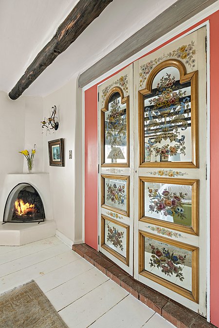 Antique, Hand Painted, Mirrored Doors 
