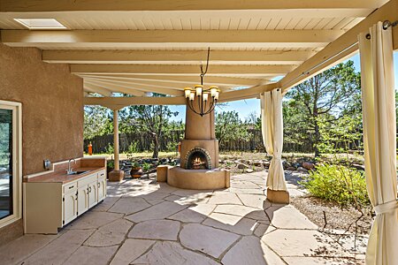 Back Patio & Kiva Fireplace (viewed from Formal Dining Room)