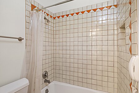 Handy alcove in the guest bathroom shower