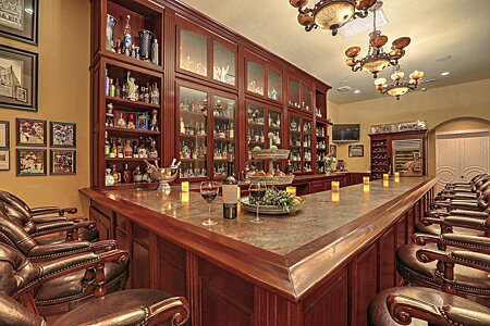 Irish Pub Bar with custom deep cabinet storage
