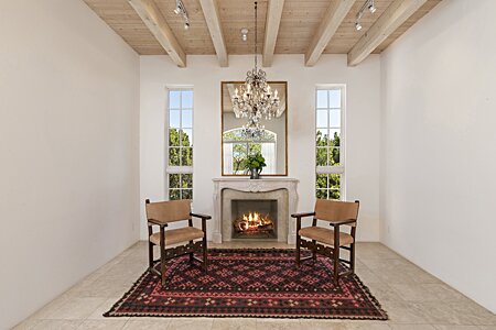Living Room with Wood-burning Fireplace