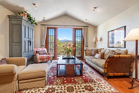 Living Room of Guest House has Spectacular Sangre de Cristo Mountain Views