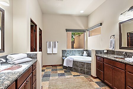 Master Bath, showing the separate sinks and soaking tub
