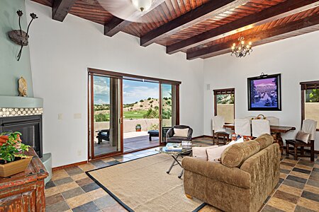 Living Room w/ a view to the 15th Green of the Sunset Course
