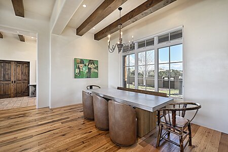 Dining Area with view to the Front Courtyard & easy seating for 8 Friends or Family