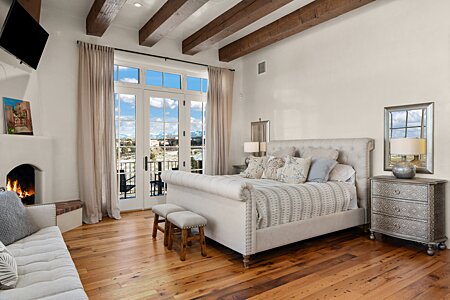 Master Bedroom, with Wood-Burning Fireplace & Juliet Balcony
