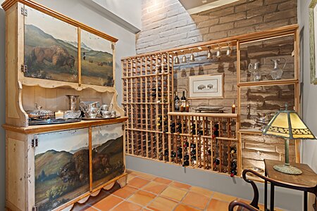 Adobe walled wine room