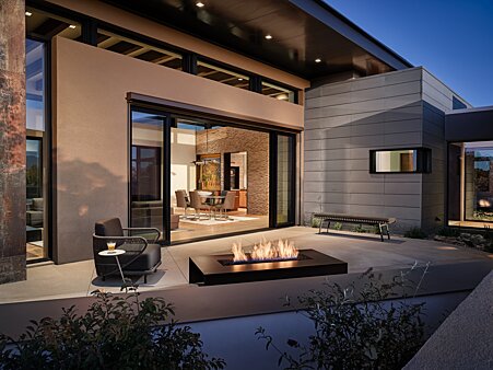 West Courtyard with Firepit & Water Feature