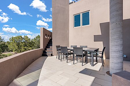 Outdoor Dining plus steps leading to the deck off the Master Bedroom & Private Office