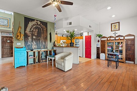 Kitchen view in living room 