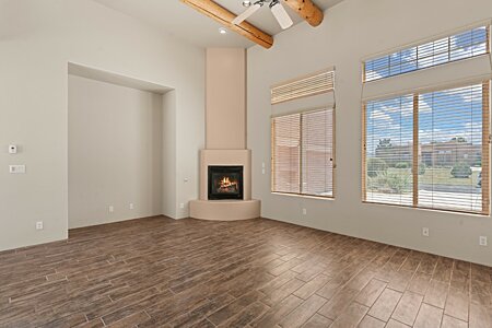 Livingroom with view of Gas Kiva Fireplace 
